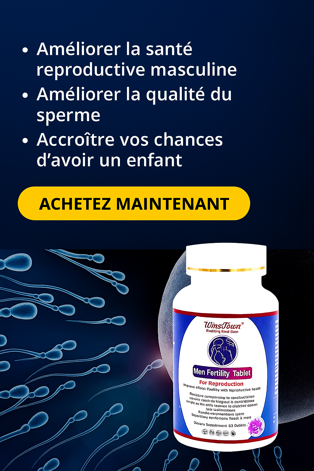 Comprimés de Fertilitè pour Homme.Contenant 60 Comprimés.