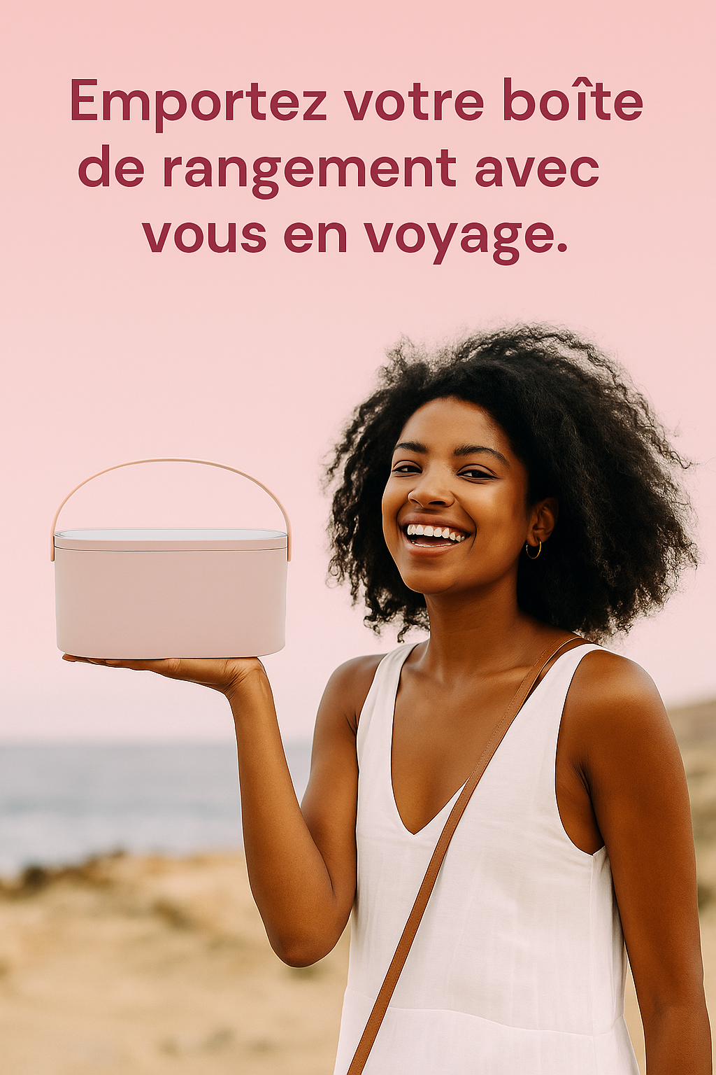 Boite d'organisation de Maquillage Portable avec Miroir Led.